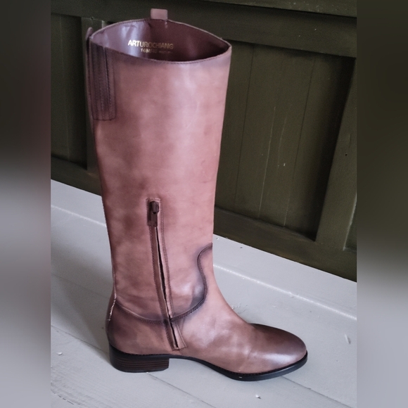 Arturochiang Women's Brown Tan Taupe Tall Riding Knee High Boots | Size 10 - Picture 6 of 11